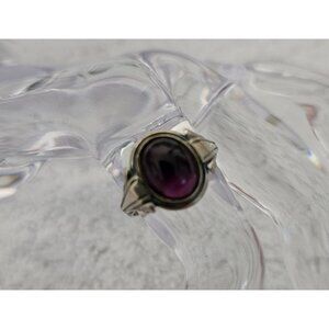 Vintage Sterling Silver Ring With Amethyst Cabochon Gemstone Size 7
